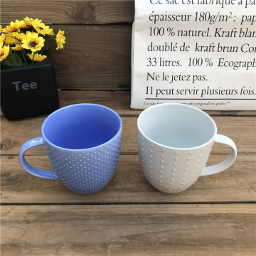 Custom Creative Logo 360ml Ceramic Mug with Embossed Decoration