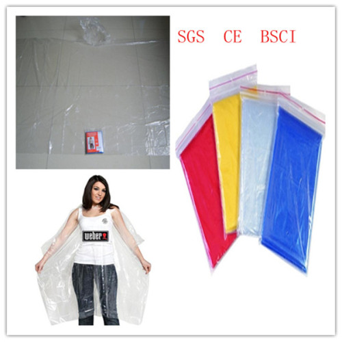 Disposable PE rain poncho with customized printed logo