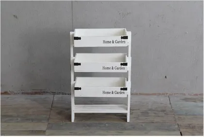 American Country Foldable Steps Wooden Storage Flower Rack