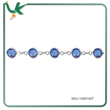 11.5mm Silver-Plated Cuplink Chain Sapphire Necklace