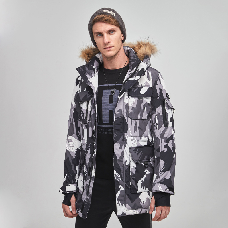 Jaqueta Camo Puffer Masculina de Alta Qualidade