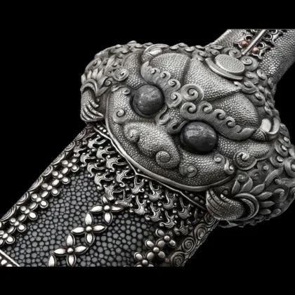 Ming Dynasty Yongle Sword Original Sculpture Pure Silver Set Meteorite Iron Forging