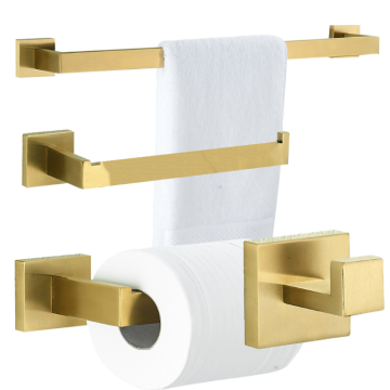 Brushed Gold Bathroom Hardware Set - Wall Mounted Bath Accessories Kit
