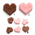 Romantic 100Pcs Heart Chocolate Resin Cabochon Beads Flatback Letter LOVE For Phone Cover Art Decor Diy Ornament Accessories