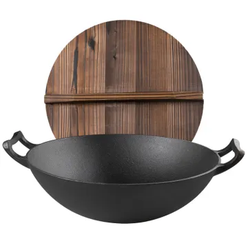 High Quality Chinese Non-stick Skillet Cookware Frying Cast Iron Wok Pan With Double Iron Handle Chinese Double Handle Cast Iron