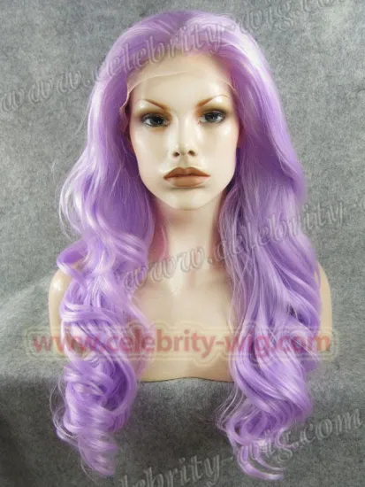 Light Purple Long Wavy Christina Aquilera Synthetic Lace Front Wig