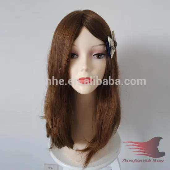 24inch long virgin hair light brown european human hair kosher wig sock
