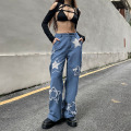 Womens Patchwork High Waisted Jeans