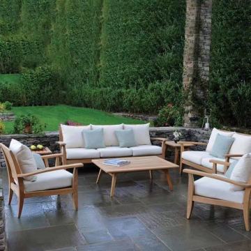 Luxury Waterproof Teak Wood Outdoor Sofa Set for Living Room, Balcony, Patio, and Hotel Gardens