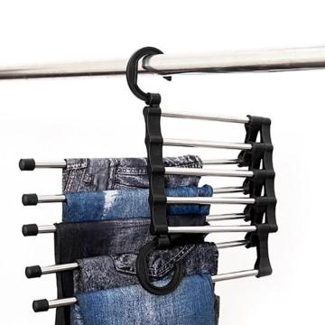 5in1 Portable Multi-function Stainless Steel Pants Rack Adjustable Trouser Tie Shawl Rack Hanger Clothes Dry Rack Organizer Tool