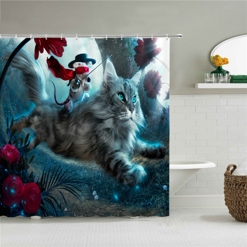 180x200cm bathroom curtain various cute cat printing shower curtain home decoration bathroom with hook Bath curtain