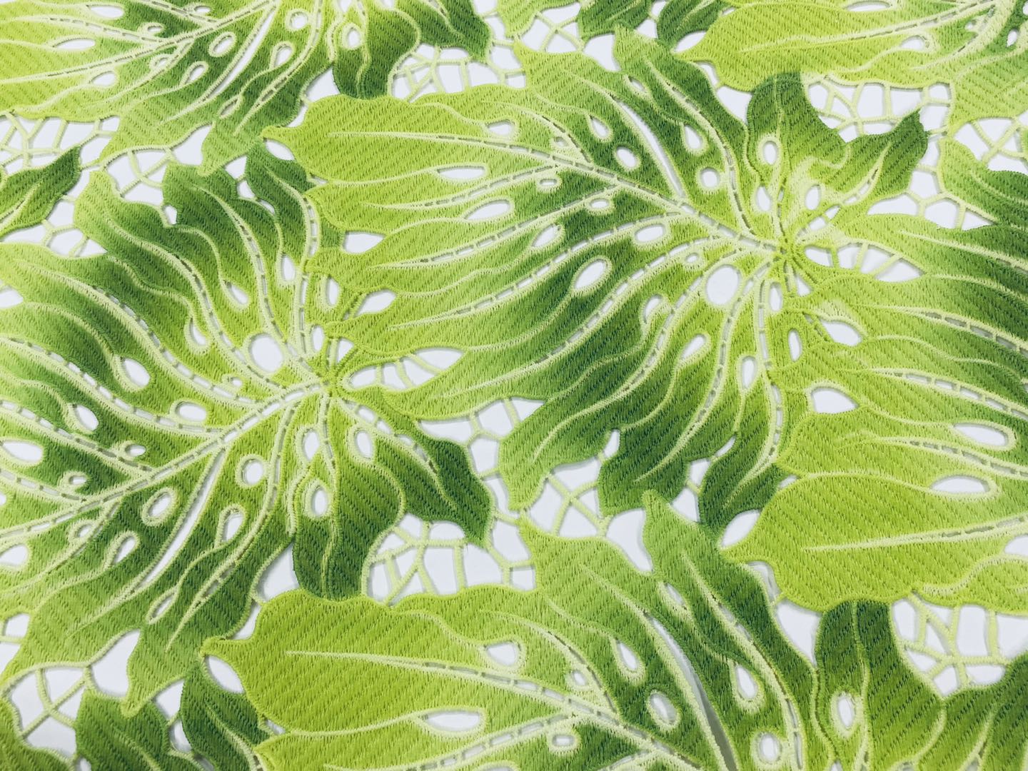 Green Milky Yarn Guipure Embroidery Fabrics
