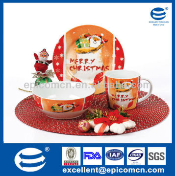 3 pcs porcelain christmas dinner plate for children
