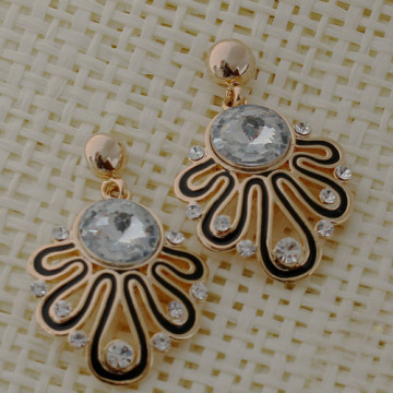 Craft inlay CZ diamond flower gold earring designs in gold