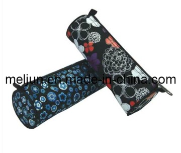 Flower Printing Sewing Black Pencil Case (MJP-10046)