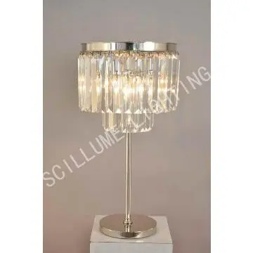TT20538-6NI 1920S ODEON glass fringe polish nickel finish table lamp