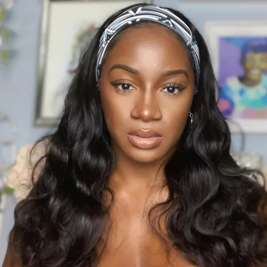 Head band wig headband wigs brazillian raw human hair black headband wig
