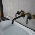 Wall mounted double lever double control bathroom faucet