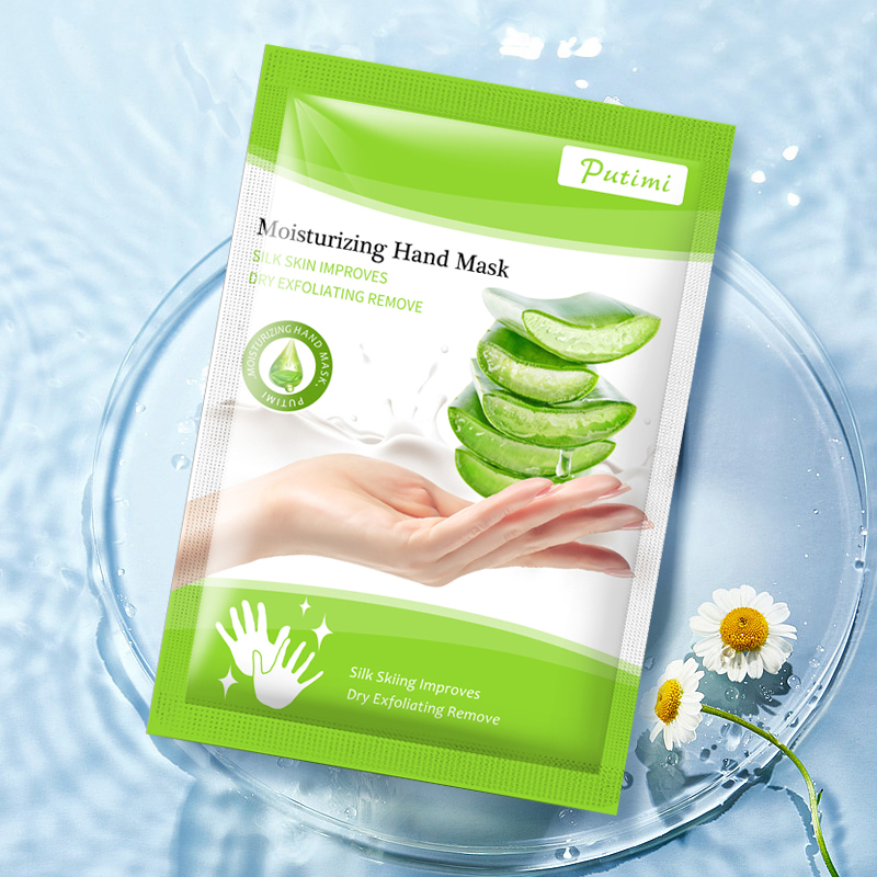 PUTIMI Aloe Exfoliating Hand Mask Gloves Paraffin Wax for Hands Moisturizing Spa Gloves Whitening Anti-Wrinkle Drying Hand Masks