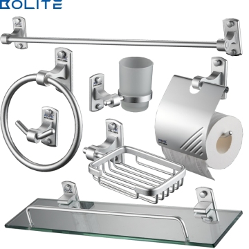 Stainless Steel Wall-Mounted Bright Silver Bathroom Towel Rack and Hardware Set
