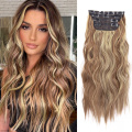 Nueva llegada 20 pulgadas de largo piezas onduladas de cabello ombre grueso 4 piezas/set sintéticos 11 clips en extensiones de cabello para mujeres