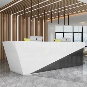 Modern White Hotel Front Desk Reception Counter - Custom Size Simple Design