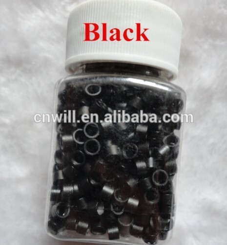 4.0mm Aluminium Hair Extension Micro rings Microlinks Beads Links with Screws 1# black