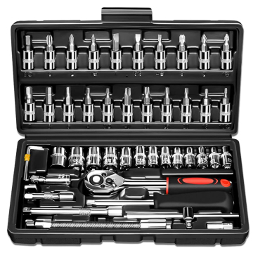 46 Piece 1/4 Inch Drive Socket Ratchet Wrench Set with Bit Socket & Extensions