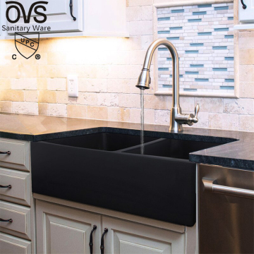 OVS cUPC North America Advanced Technology Wholesale Matt Black Ceramic Deep Kitchen Farmhouse Two Sink
