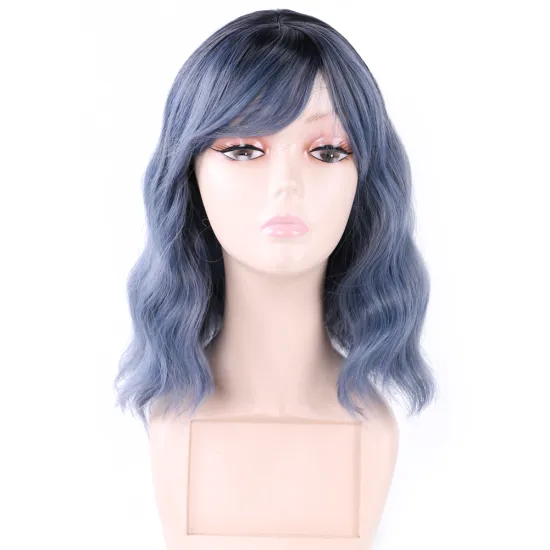 12inch Ombre Hair Medium Bob synthetic Curly wigs Middle Part For Women Heat Resistant Cosplay Short wave Wigs