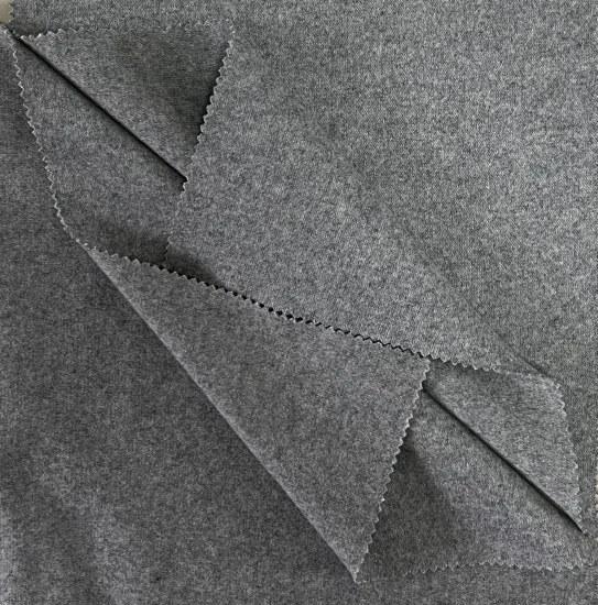 Knitted double face wool polyester blend fabric