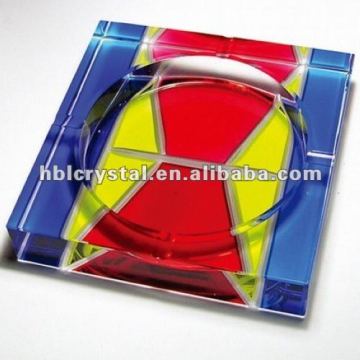 Fancy color printing crystal ashtray
