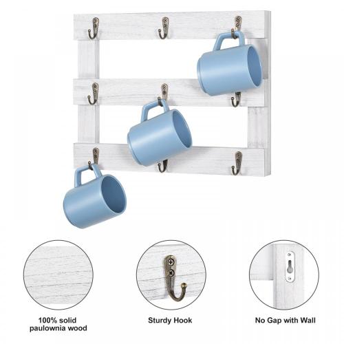 Wall Mounting Coffee Mug Holder with Metal Hooks