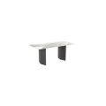 Mesa de mármol blanco de lujo con pedestal de madera
