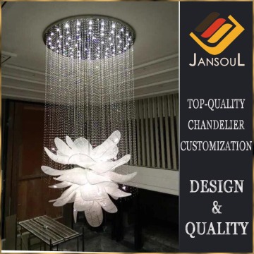 Hanging Lotus Flower Crystal Chandelier for Lobby or Staircase