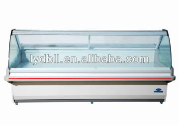 Curved Glass Freezer, deli food showcase