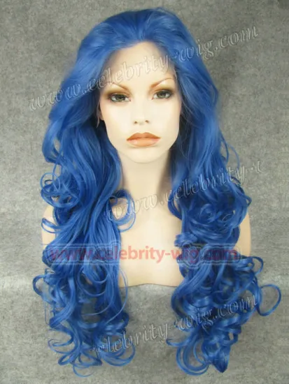Kim Kardashian Long Wavy Blue Synthetic Lace Front Wig