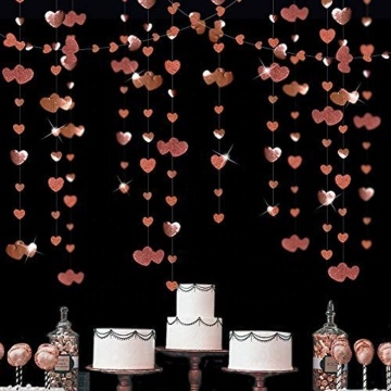 Rose Gold Heart Metallic Paper Banner for Wedding