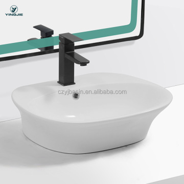 Chaozhou Rectangular Ceramic Vessel Sink for Hotel Bathroom Installation