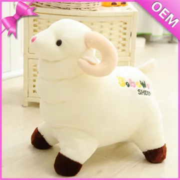 Cute White Sheep Plush Toy With Embroidered Logo