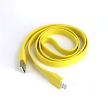 Flat Yellow Cell Phone Data Cables Usb Charging For Samsung / Google Nexus 7 Tablet