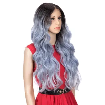Rebecca Easy 360 Synthetic Lace Front Wig Long Straight or Layered Body Wave Grey blue black color Heat resistant Synthetic Hair