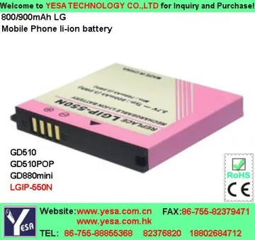 Smart Mobile Phone apply to LGIP-550N pop Battery