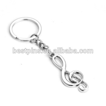 Stainless Steel Metal Treble Clef Musical Symbol Key Ring Key Chain Gift