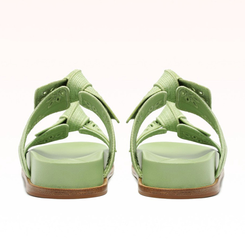 Custom Green Flat Strap Slide Sandals