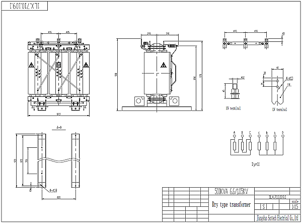 500kva dry type transformer drawing