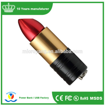 high quality customized silver gold mini metal lipstick USB flash drive