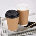 Tazas de papel de café kraft de doble pared desechables 8 oz