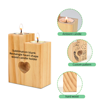 Custom Wood Candle Holder with Heart Valentine's Day Decoration