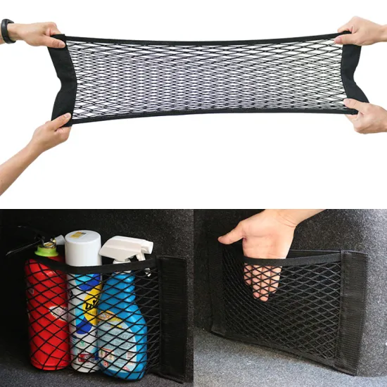 Car Back Rear Trunk Seat Elastic String Net Magic Sticker Mesh Storage Bag Pocket Cage Auto Organizer Seat Back Bag 40*25cm